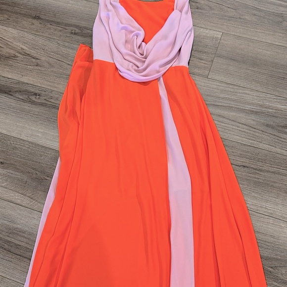 BCBGMAXARIA Scarleta Color-Block Orange and Pink Gown Dress Size 0 - Picture 6 of 12